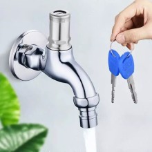 1Pc 1/2 "male Thread Sink Tap Alloy Anti-theft With Key Lock Outdoor Faucet Lockable For Outdoor Garden Watering Home Mop Sink