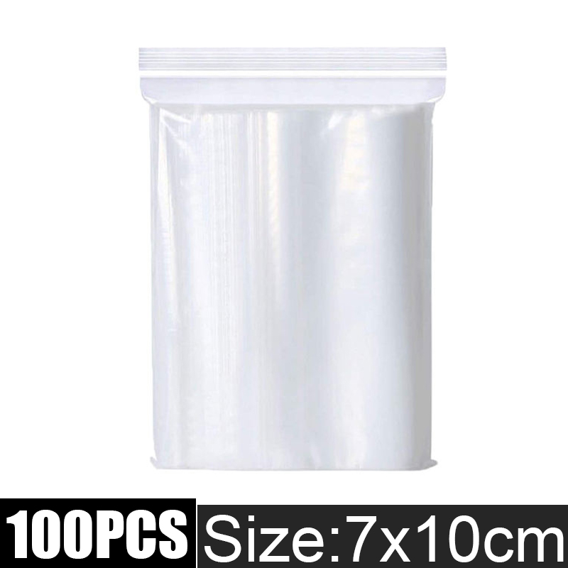 100-500pcs Thicken Zipper Self-sealing Bags Plastic Clear Reusable Small Packing Jewelry Storage Bag Reclosable Poly Bag Pouches: L / Blue