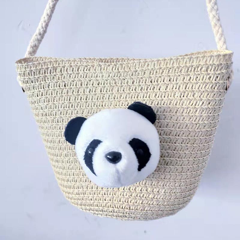 10 Kleuren Kinderen Meisjes Schoudertas Leuke Panda Stro Messenger Bag Kids Sleutels Portemonnee Schattige Prinses Mini Handtas: 10