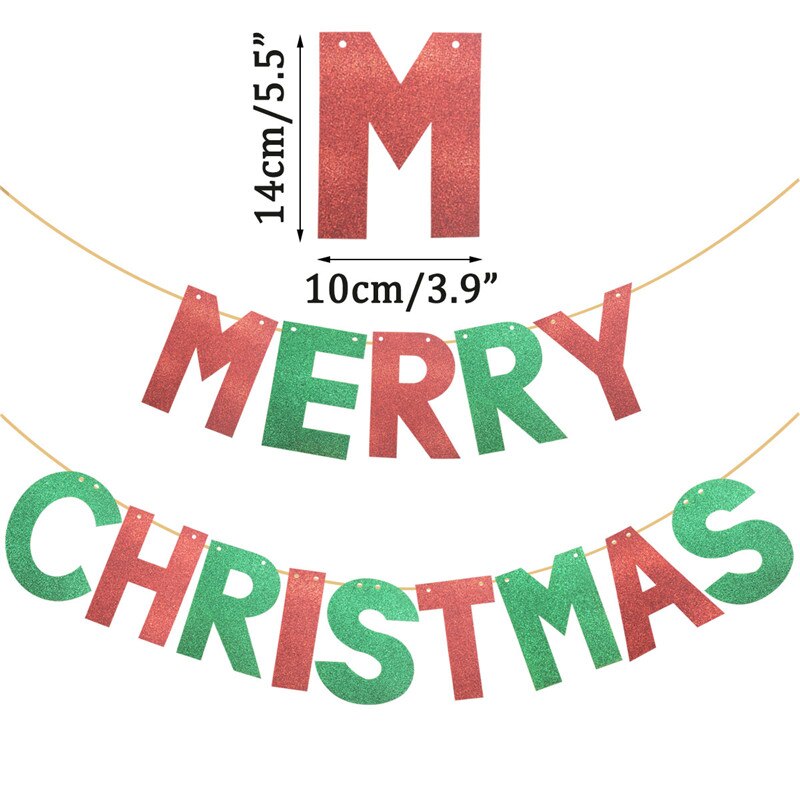 1set paper Merry Christmas Banner Party Bunting Garland Home Christmas Ornament Year's Eve Party Decoration Supplies
