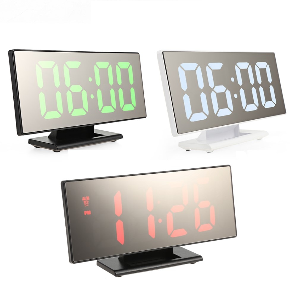 Horloge numérique de Table avec miroir | Miroir numérique, horloge électronique multifonction, affichage de nuit, alarme, horloge de bureau, Despertador
