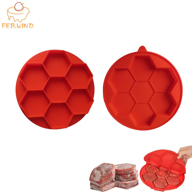 5/7 In 1 Silicone Burger Press/Mould Burger Form Hamburger Press for Meat Hamburger Patty Maker Freezer Container For Cookie 742