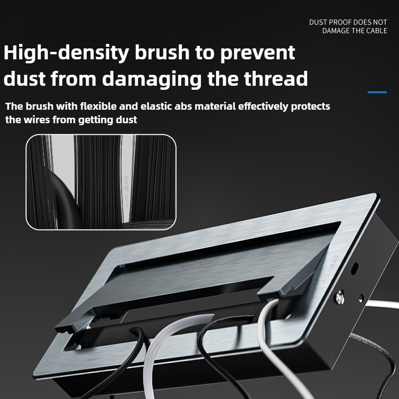 1 ST aluminium rechthoekige bureau kabeldoorvoertules draadgat deksel Kabeluitlaat Poort Oppervlak tafel kabel gat Meubelbeslag