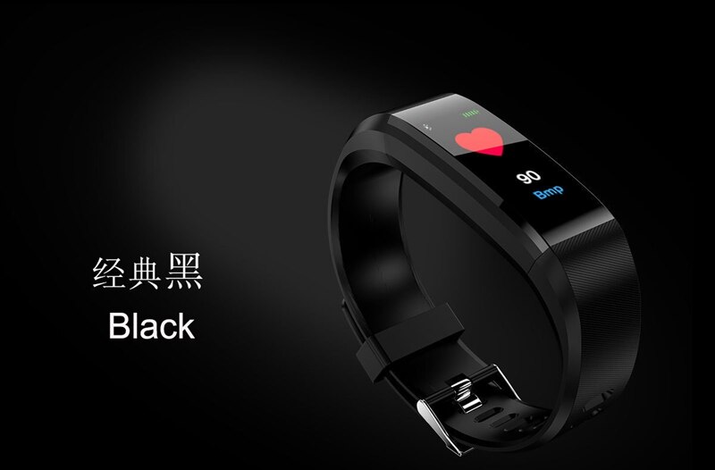 Heart Rate Fit Bit Smart Band Bracelet Watch 115 plus with Step Calories Mileage Blood Pressure Sleep Monitoring: Black