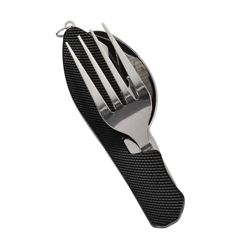 Zusammenklappbares Camping-Utensilien-Set – multifunktionales Messer, Gabel, Löffel-Kombination für Outdoor-Aktivitäten und Sport, Camping, Picknick, Reisen: Rot
