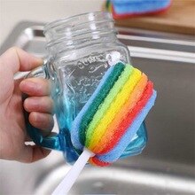 Botella de agua desmontable taza de lavado de vidrio esponja depurador de cepillo de limpieza con mango utensilios de limpieza cepillo de vidrio