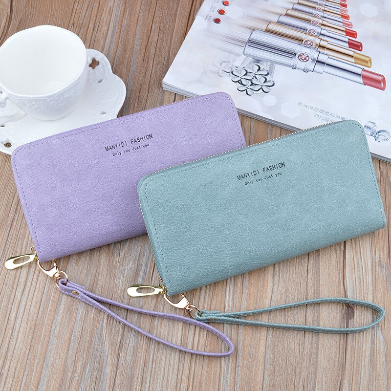 Ladies Wallet Long Zipper Clutch Large Capacity Wallet Simple Retro Mother Soft Wallet Mobile Phone Bag Standard Wallets