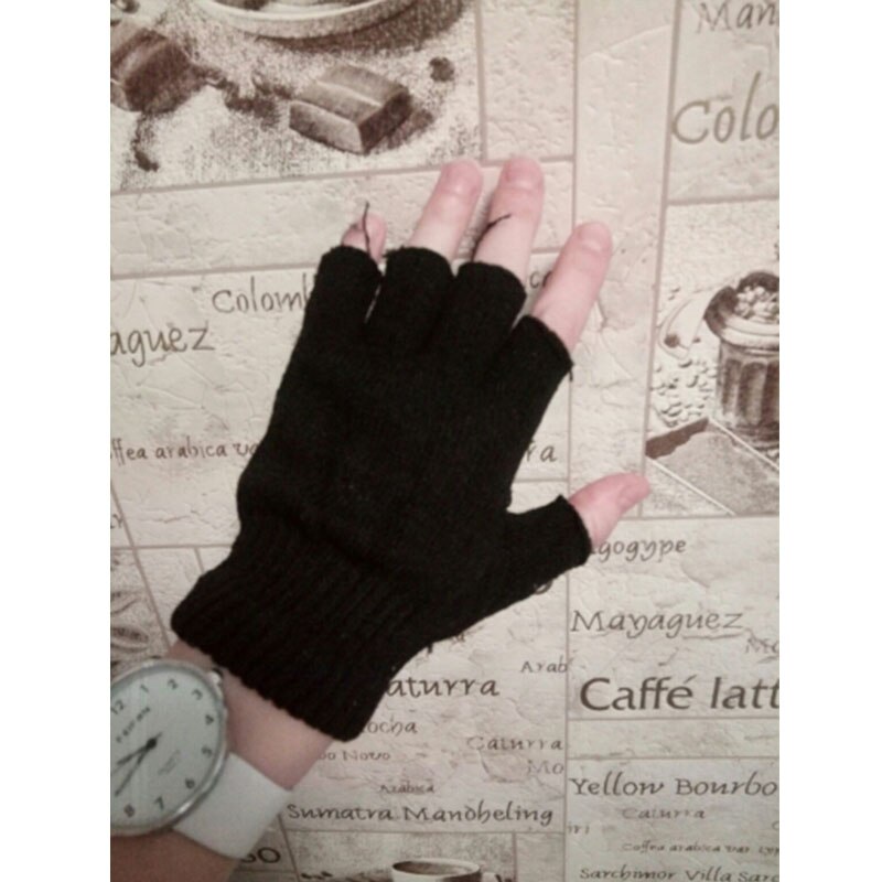 Dames heren vingerloze handschoenen effen zonder vingers winterhandschoenen casual handwarmer gebreid gehaakt zwart want dames katoen