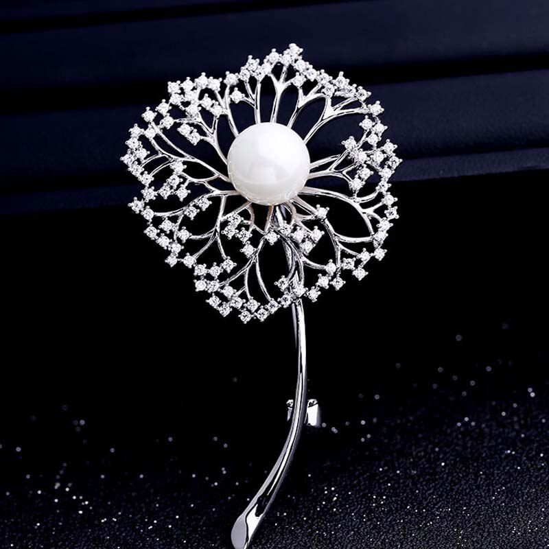 Red Trees Brand Dandelion Brooches For Women Christmas With Luxury AAA Cubic Zircon Box Package