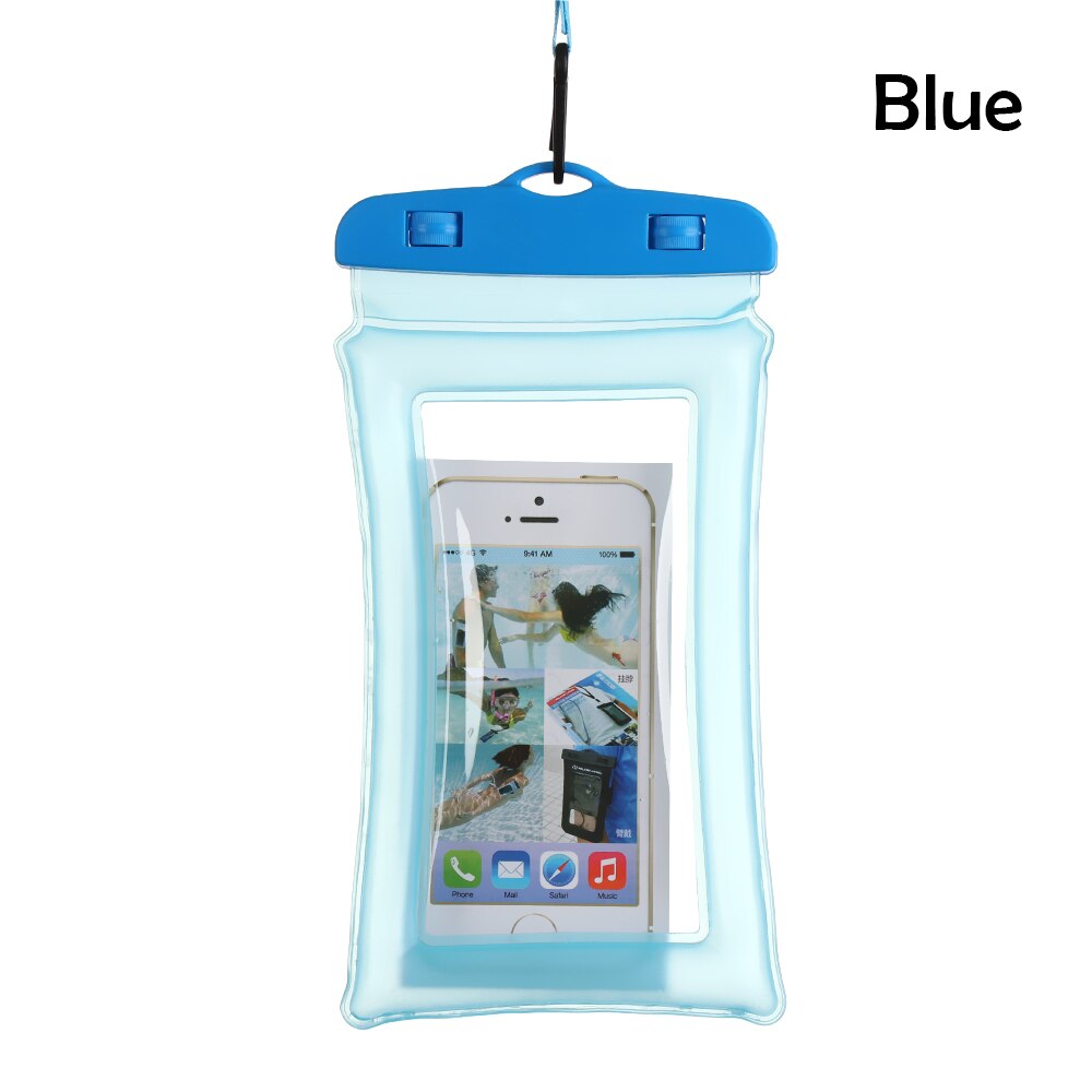 Mode Universal 6.3 inch Airbag Drijvende Zwemmen Tassen Waterdichte Touchscreen Phone Bag Onderwater Pouch Telefoon Geval Duurzaam: Blauw