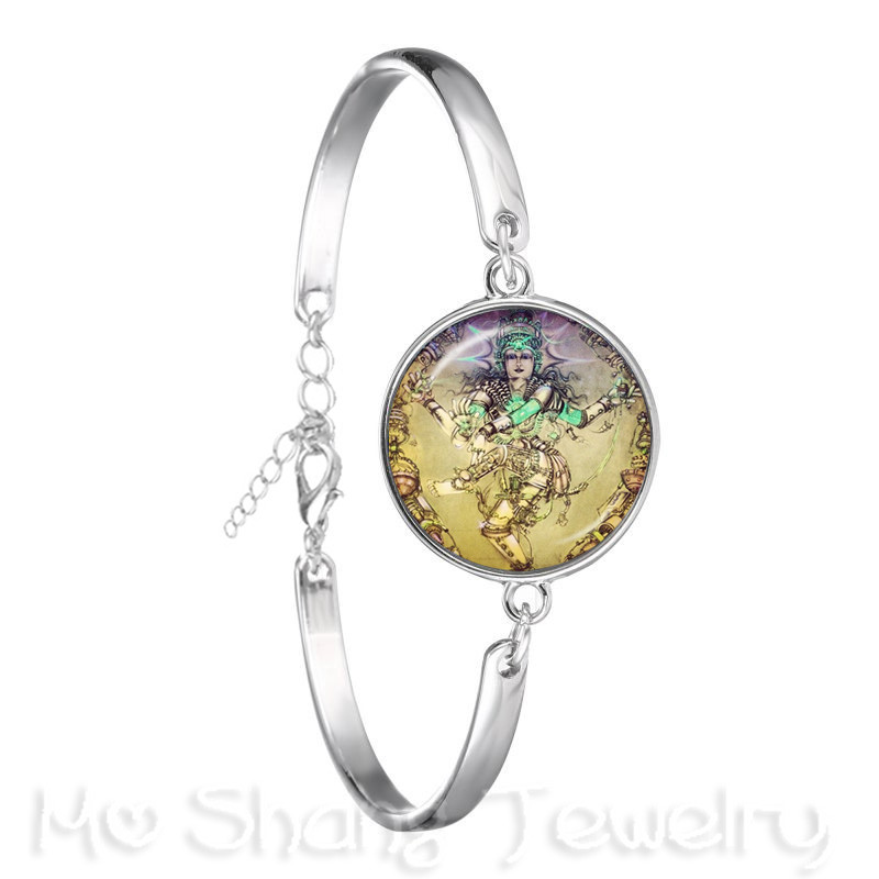 Pulsera de la estatua de Ganesha, brazalete de cadena de budismo indio, Ganesha, Vinayaka, Dios, Vintage,: Chapado en zinc azul