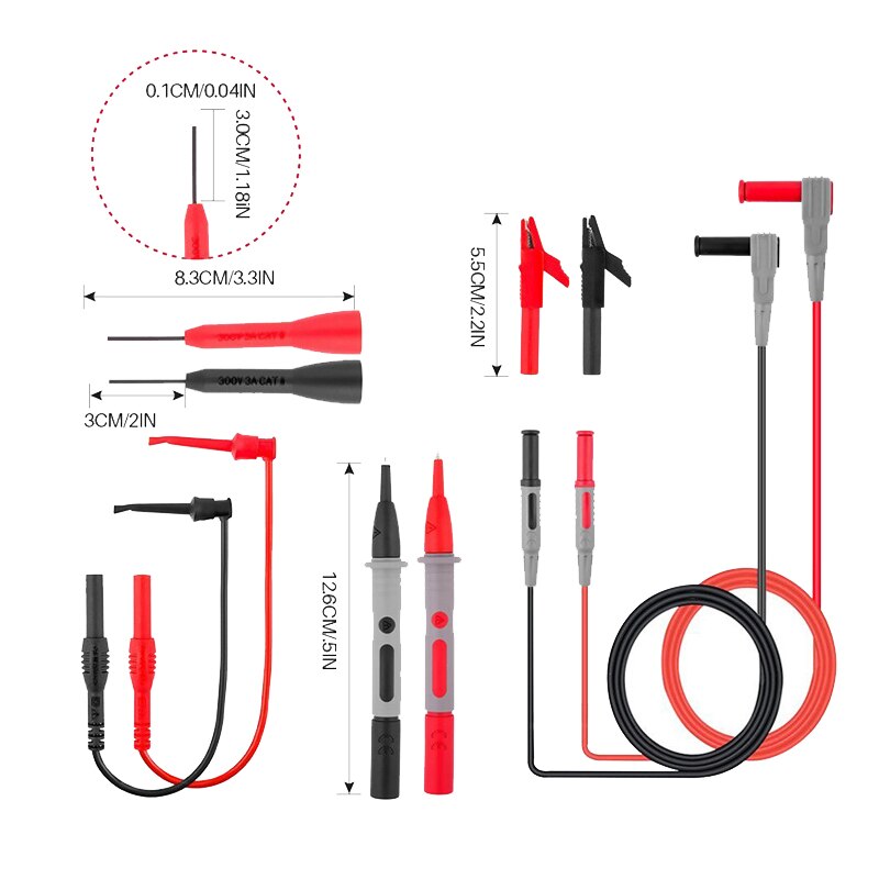 QHTITEC Multi-function Multimeter Test Leads Inspection Repair Tool Multimeter Probe Test Wire Kit With Alligator Clamp