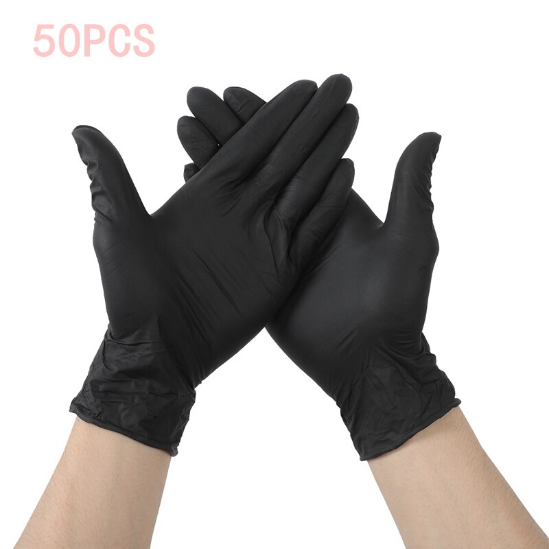 Latex Gloves Disposable 100pcs Black Nitrile Gloves XS/S/M for Household Cleaning Drawing Kitchen Washing Work Protective Gloves: Black 50PCS / XS