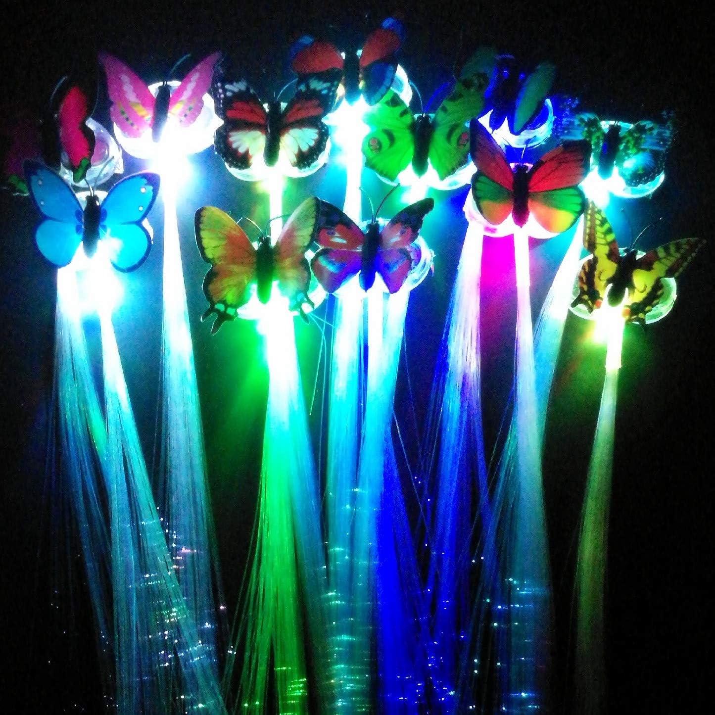 Frauen LED Haar Clips Schmetterling Leuchten Haar Geflecht Festival Haarnadeln Leuchtende Haarspangen Party Cosplay Blitz Haar Perücke Zubehör