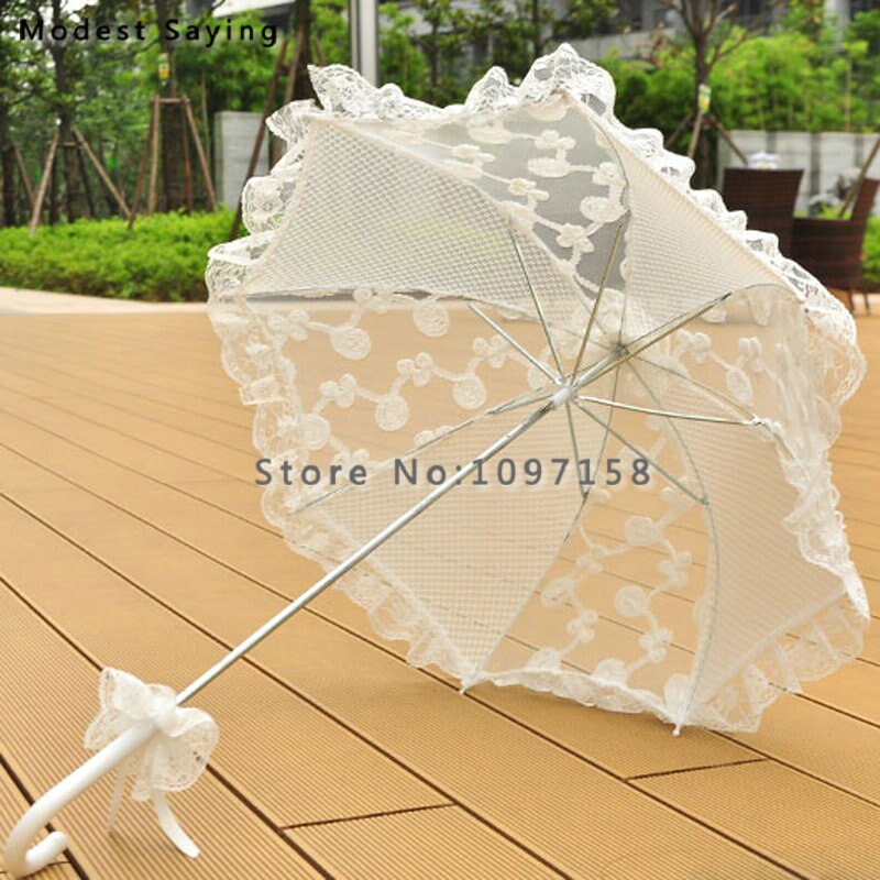 Neue Elfenbein Spitze Abdeckung Brautduschen Stickerei Sonnenschirm Sonnenschirme Hochzeit Zubehör Dekorationen ombrelle mariage