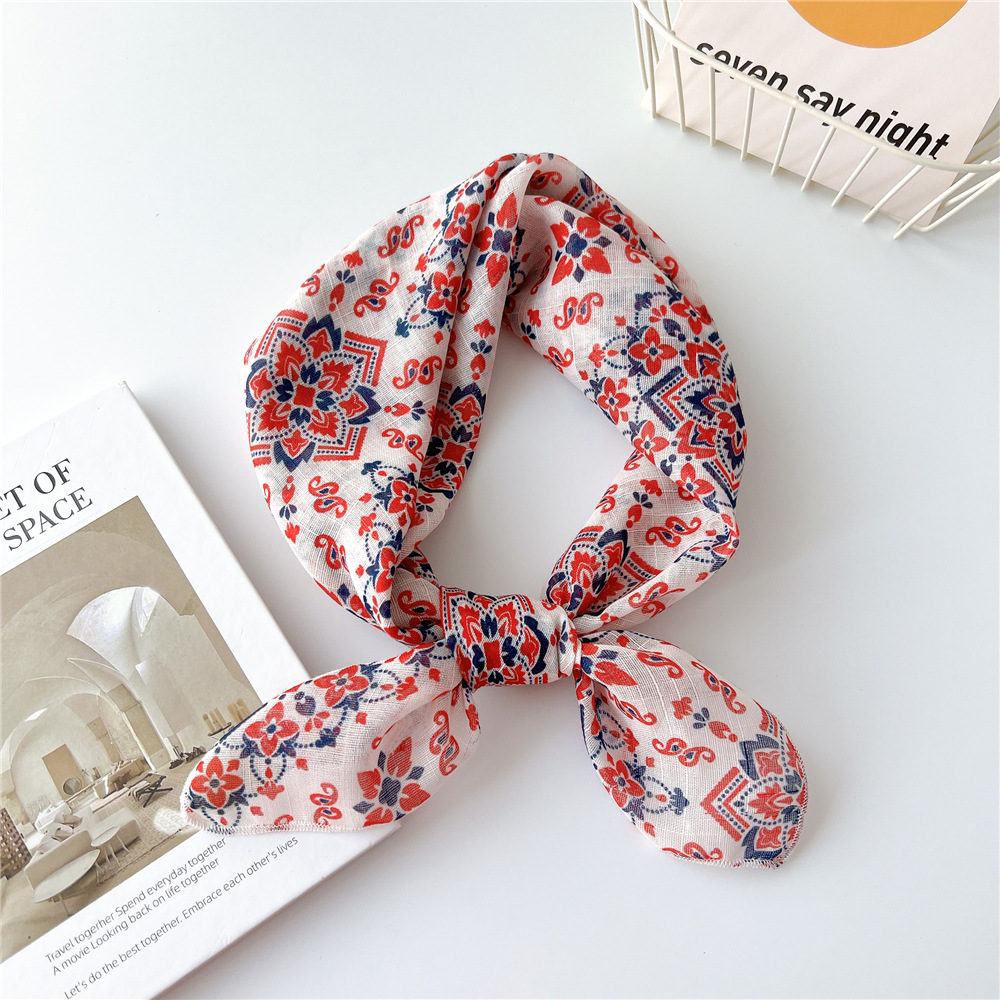 58cm Cotton Beautiful Bandanas Square Scarf Women Girls Headband Accessories Handkerchief Neckerchief Hairscarf Hairscarf