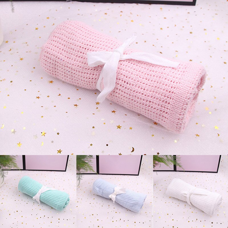1Pcs Solid Color Cotton Baby Blanket Newborn Wrap Bath Towel Soft Kids Month Blankets Multi Purpose Infant Swaddling Cloth