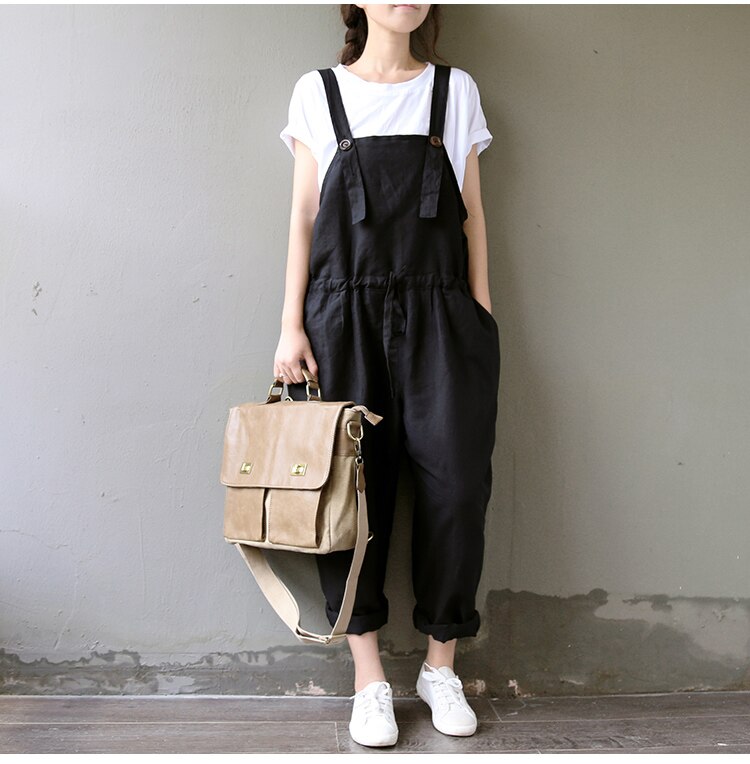 Dame jumpsuit efterår gravid ærmeløs bomuld playsuits afslappet graviditets overalls løs lomme plus størrelse bukser bukser