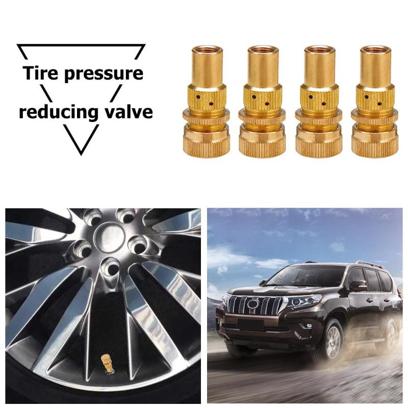 VODOOL 4Pcs Universal Brass Off-Road Tire Deflators Kit Automatic 6-30PSI Tyre Deflator Pressure Bleed Valve Accessories For SUV