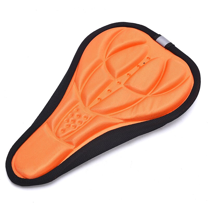 Komfort cykel silikone 3d gel sadel sædeovertræk pad polstret blød pude 28cm x 16cm x 2cm: Orange