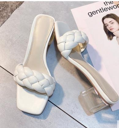 Kvinnor skor tofflor klackar fyrkantig tå låg slides godis färger hög mjuk block pu tyg grundläggande rom blommig gummi pumps: 3 / 38