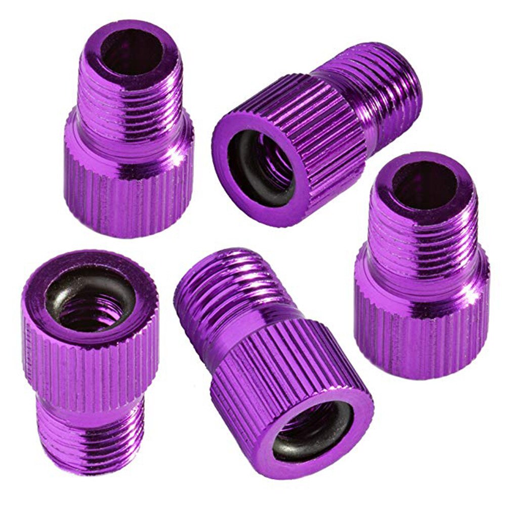 5Pcs Messing Pompen Fiets Zet Presta Aan Schrader Bike Air Valve Adapter Adapters Wielen Gaspijp Tube Tool Accessoires #30: Purple 