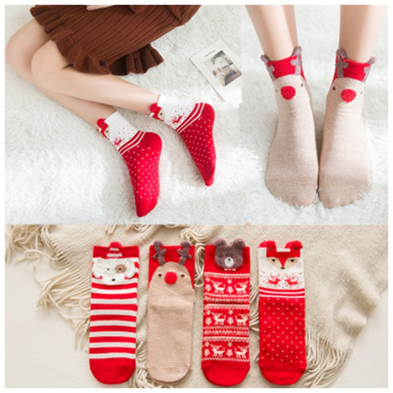 Preciosos calcetines de Navidad para mujer y niña, calcetines divertidos con dibujos de animales