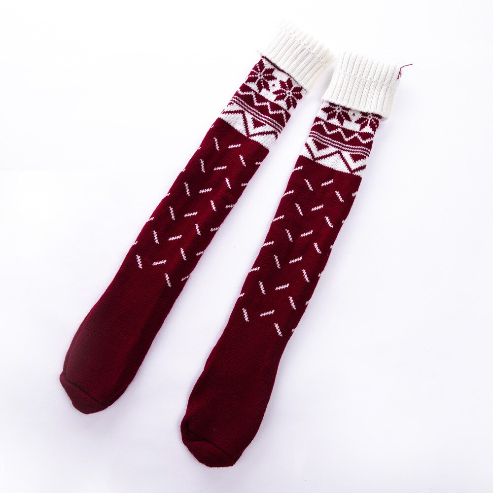 Woman Socks Knee Socks Warm Female Long Stockings Winter Knitted Long Socks Christmas Thigh High Socks For Ladies Girls