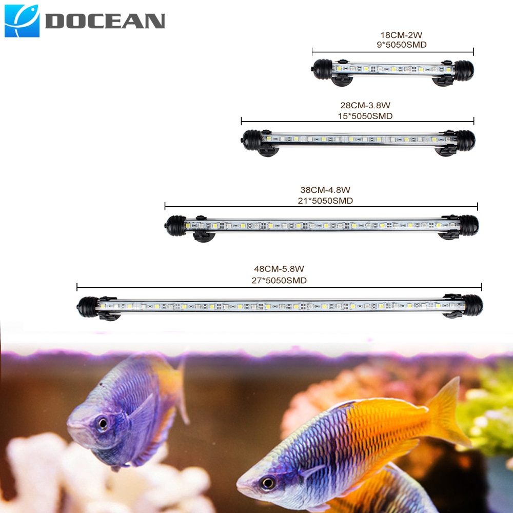 Docean Waterdichte Aquaria Verlichting Rgb Remote Aquarium Fish Tank Light 5050 Smd Led Bar Lamp Aquatic Dompelpomp Buis
