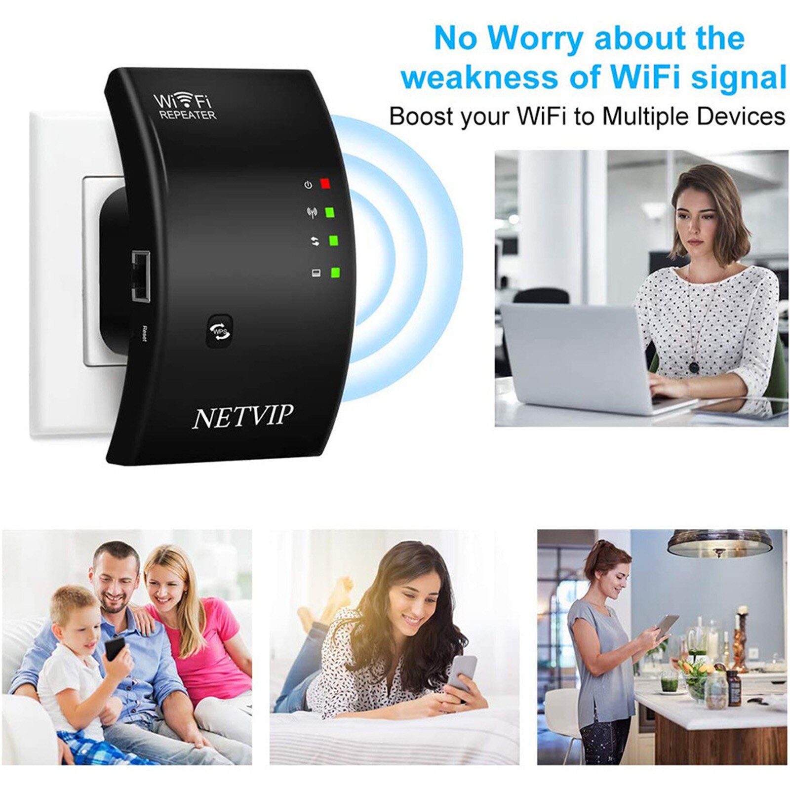 300Mbps Wireless WiFi Repeater Signal Super Booster Amplifier Range Extender UK/EU/US Black