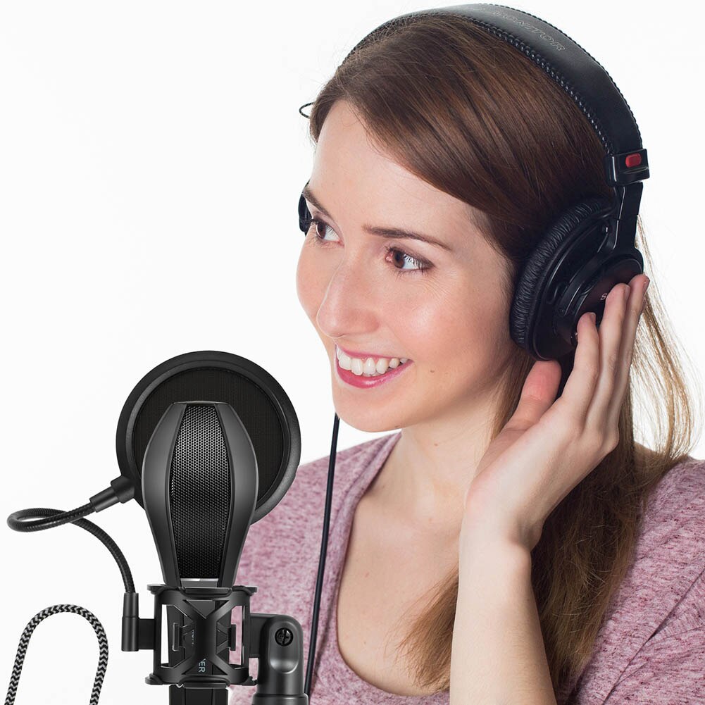 Microfoon Statief Met Pop Filter Desktop Shock Mount Microfoon Houder Voor Podcasts Chat Vergaderingen Multifunctionele Mic Stand