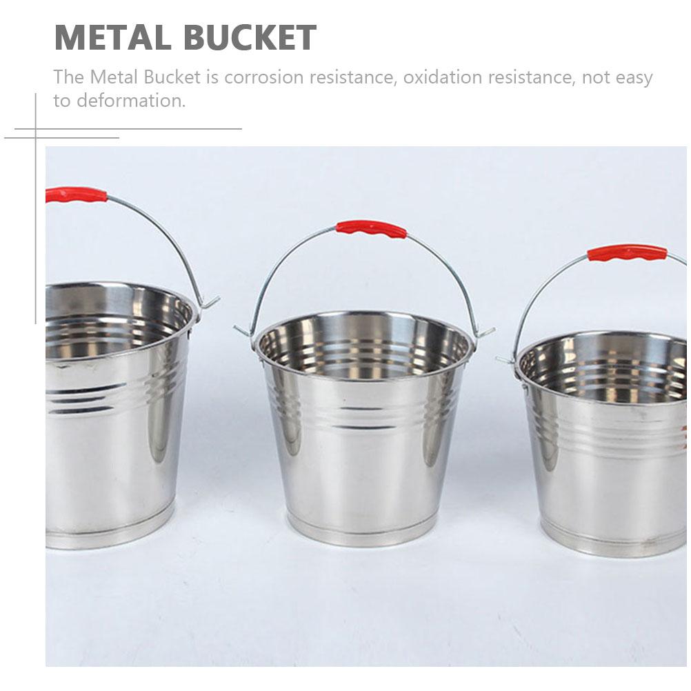 Stainless Steel Bucket Lid Heavy Duty Portable Water Milk Storage Container Large Capacity Metal Bucket for Farm