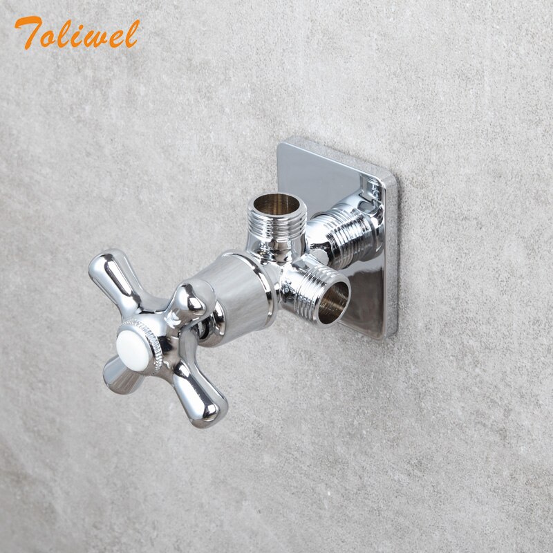 Chrome Finish Three Way One inlet two outlet 3 way Triangle Valve Brass Angle Stop Valve WF0035
