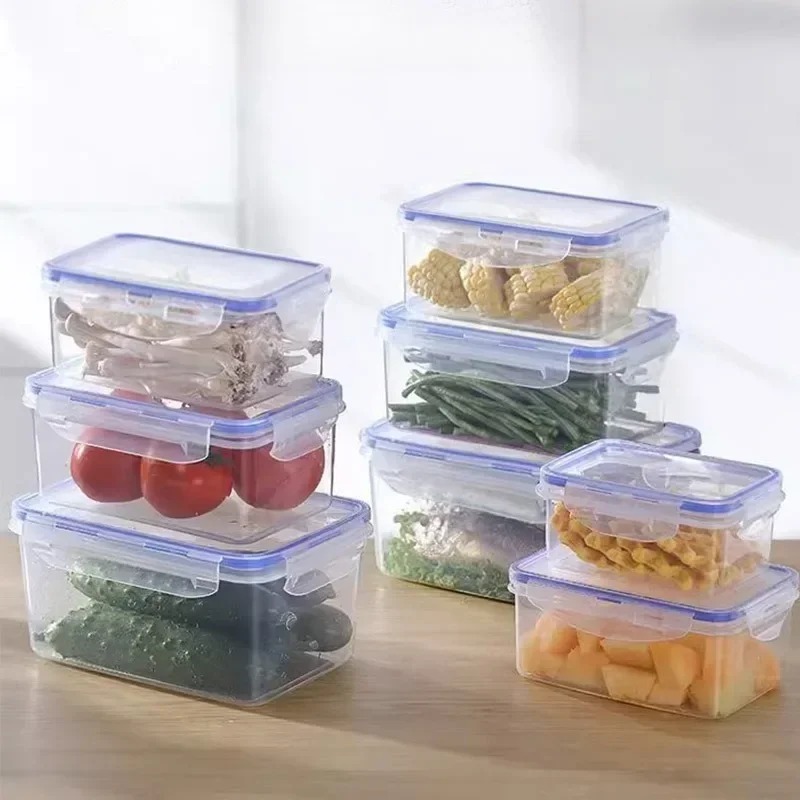 Kühlschrank-Aufbewahrungsbox mit Deckel, Rechteckige Plastik-Frischhaltedose, Mikrowellengeeignete Lunchbox
