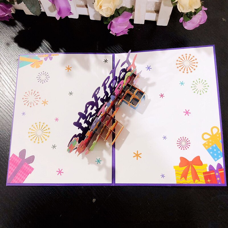 3D Pop UP Happy Birthday Cards Invitation Cake Greeting Card Business Kids Tourist Postcard for Friend Dad Mom