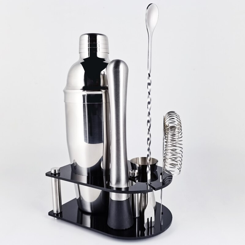 Martini Cocktail Shaker Set Bartender Kit: 5-7 Piece Bar Tools Wine Spoon Muddler Jigger Strainer with Stand Drinks Recipe
