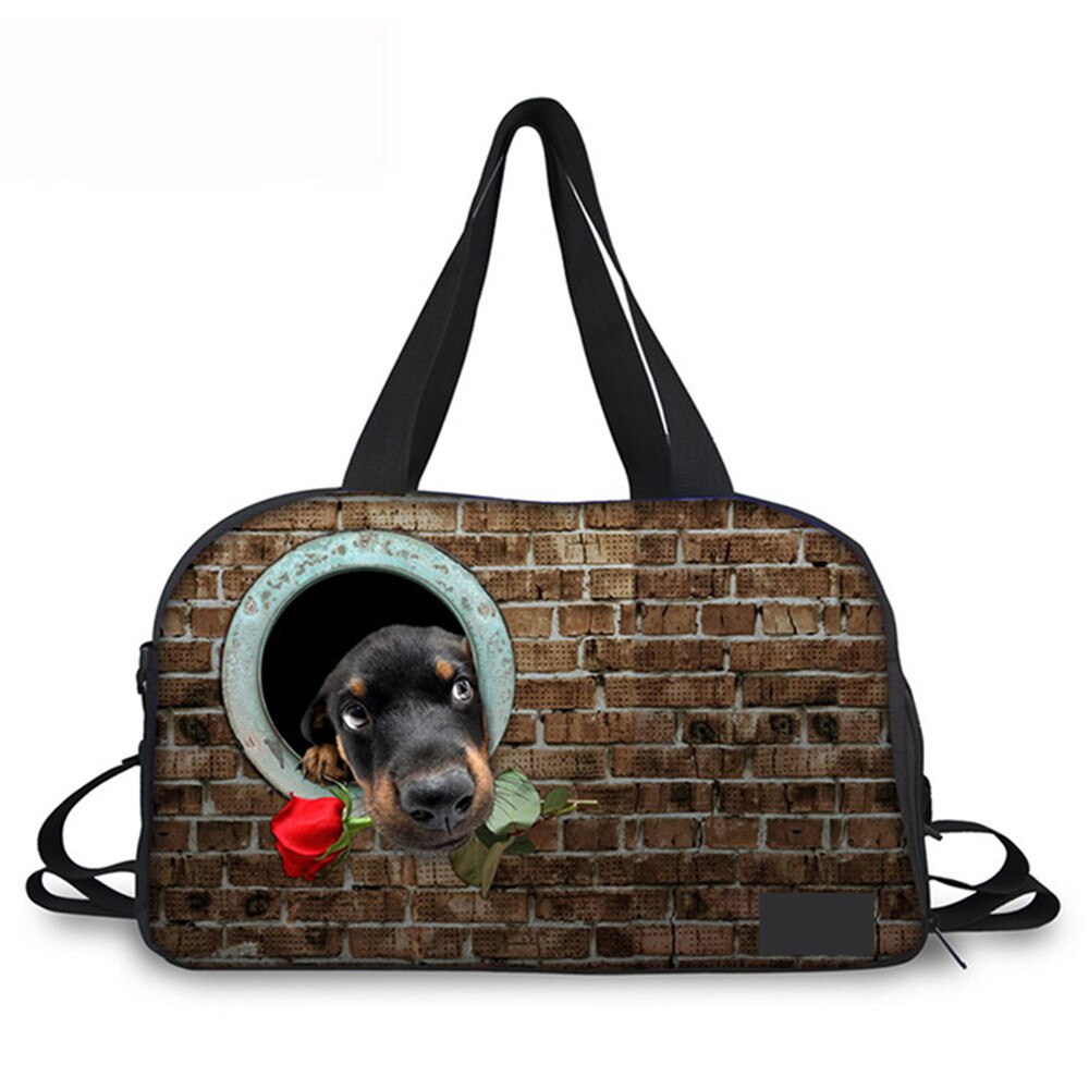 Diseños extravagantes 3D para perros con patrón de rosas impresas, bolsa de viaje de gran capacidad, informal, para equipaje de mano, de viaje, fin de semana: C0194T