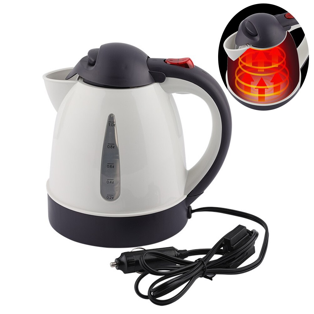 1 tetera eléctrica de 12V 1.0L, tetera de té para coche, rápida y bastante hirviendo, protección de apagado automático, accesorios de cocina