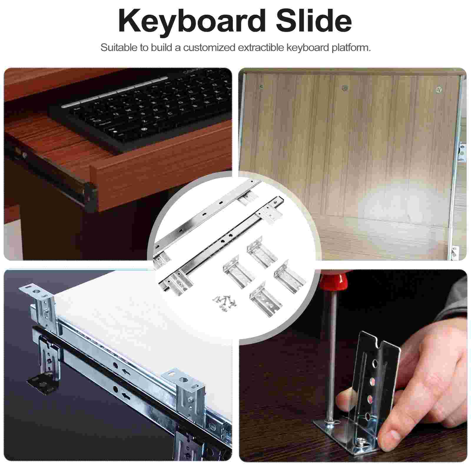 Cajones de bandeja para teclado de escritorio de montaje superior para guía, deslizamiento de acero, rodamientos pequeños, riel laminado en frío para oficina