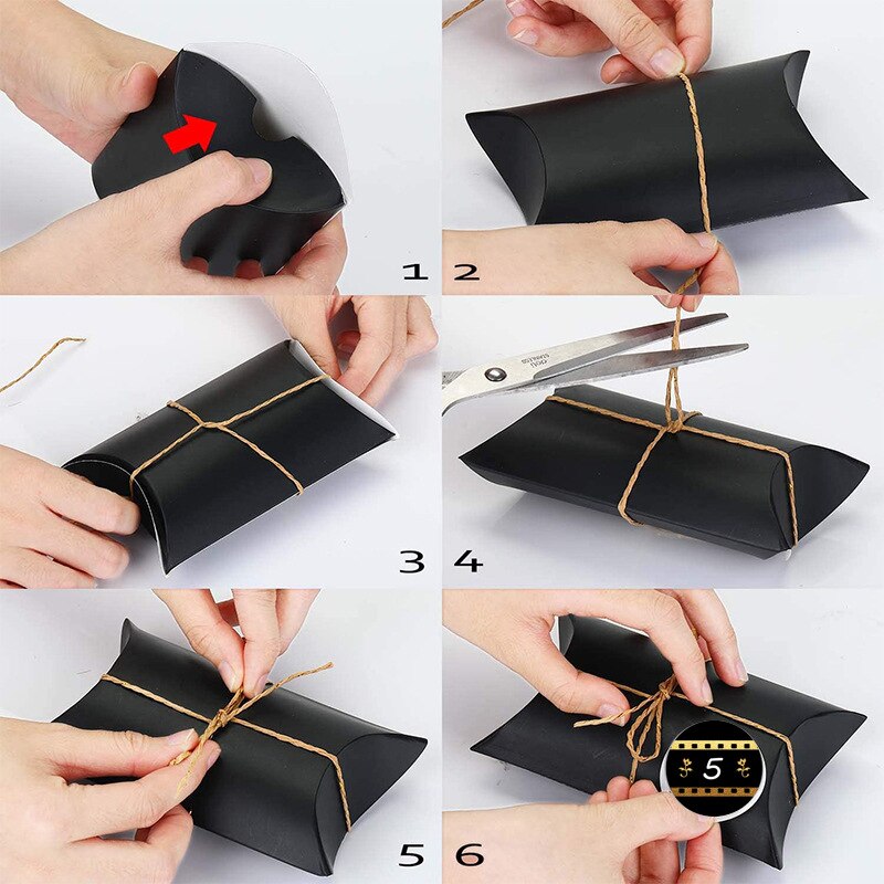 Neueste 24 teile/satz 13x 7,7x3,6 cm Schwarz Süssigkeit Kasten Handwerk Papier Kissen bilden Party Kasten Taschen Umweltfreundliche Kraft