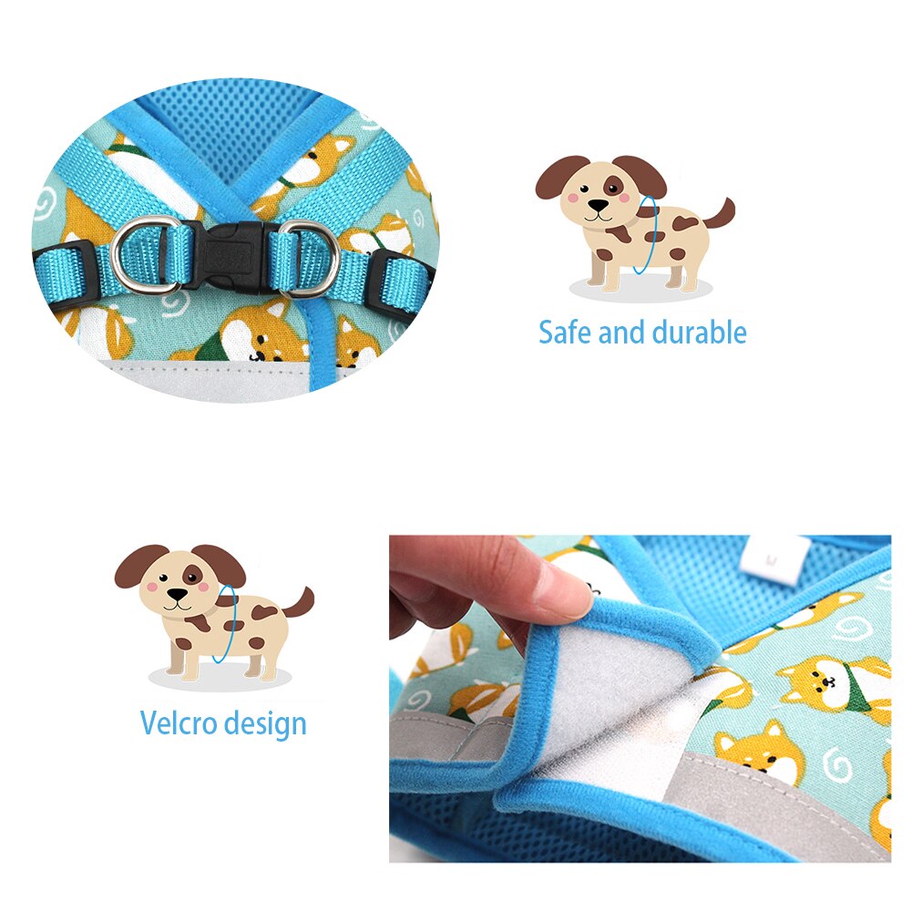 Reflective Pet Harness Leash Dog Vest Harness Adjustable Pet Chest Strap Walking Dog Harness Collar Pet Clothes