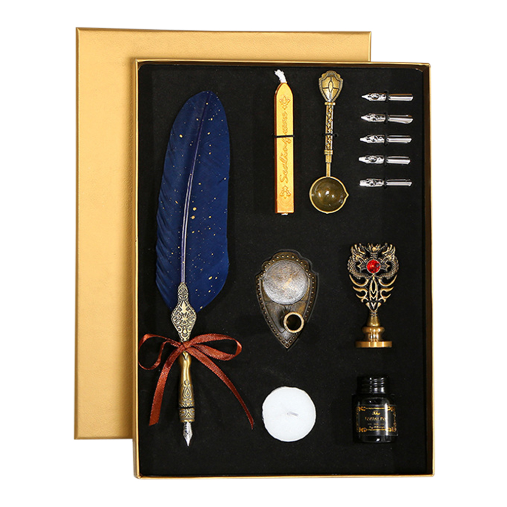 Kalligrafie Veer Dip Pen Schrijven Inkt Set Briefpapier Box Met 5 Nib Bruiloft Quill Pen Desi Fontein Bruiloft Pennen: 04