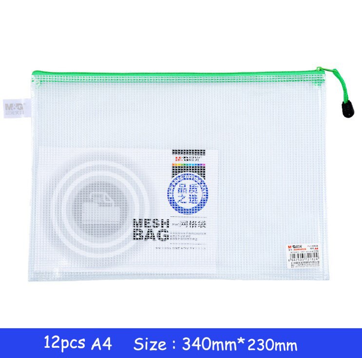 A4 Mesh File M&G A6 / A5 / B5 / A4 mesh zipper bag file bag... – Grandado
