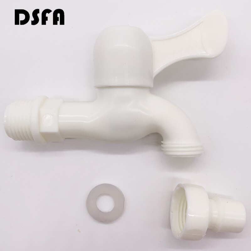 Plastic Faucet PP Washing Machine Water Tap 1/2" Male Thread White Bibcock Easy Install Garden Irrigation Connector