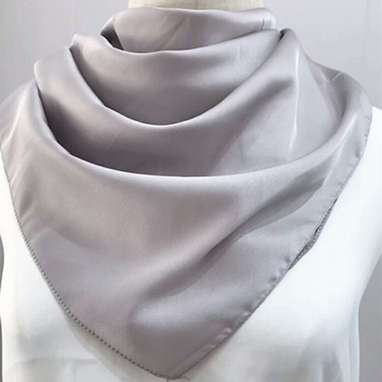 70*70 Cm Bandana Hoofddoek Voor Vrouwen Zijde Satijn Haar Sjaals Vrouwelijke Leuke Zakdoek Hals Sjaals Voor Dames groen Zwart Wit: Grey