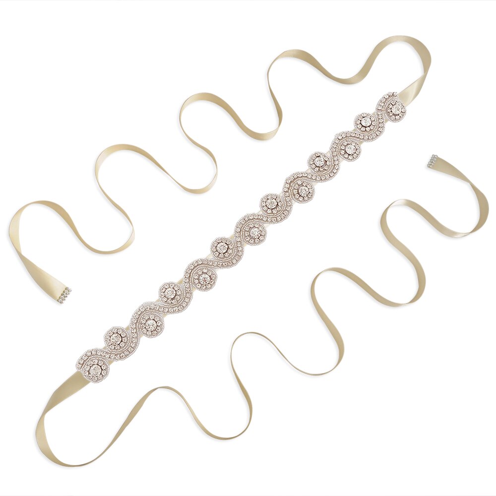 ZMS10 Hochzeit Gürtel Braut Gürtel Silber Diamant Gürtel Hochzeit Zubehör Gürtel für Frauen Hochzeit Kleid Schärpe für Abend Party Kleider: Champagner