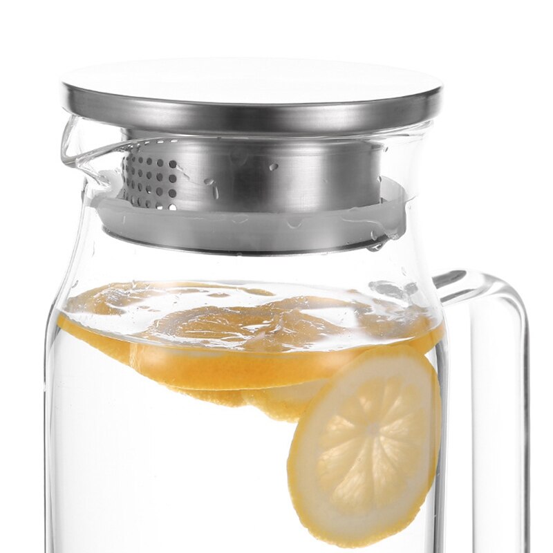 1.2Liter 51 Ounces Glass Pitcher With Lid Covered Gallon Iced Tea Pitcher Lidded Water Jug Cold Water Ice Tea Wine Coffee