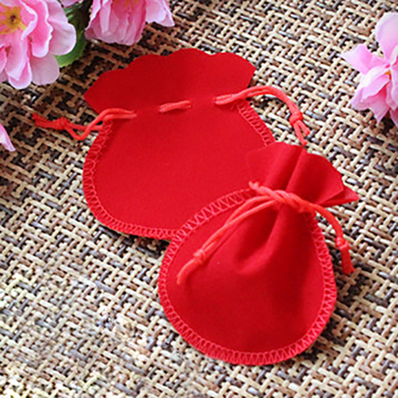 10Pcs Velvet Bag Red Packaging Jewelry Bag Gourd Shape Boite Cadeau Rangement Bijoux Joyero