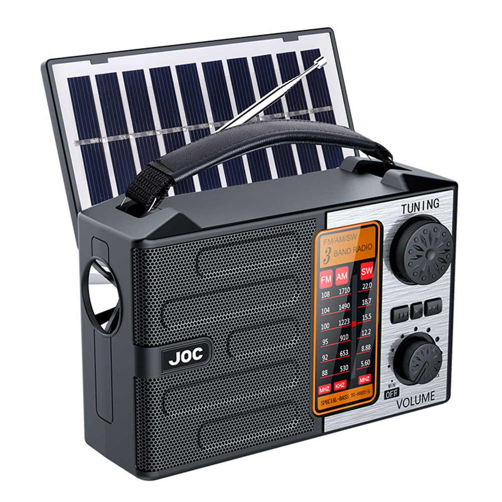 FM AM SW Radio Portable Solar Emergency Radio Receiver Bluetooth Speaker Music Player Full Band Solar Radios with LED Flashlight: green
