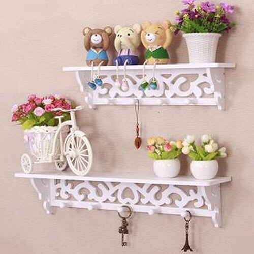 1Pc Gesneden Holle Houten Muur Opknoping Rek Plank Houder Home Decor Fotolijst Display Opberghouder Diversen Planken